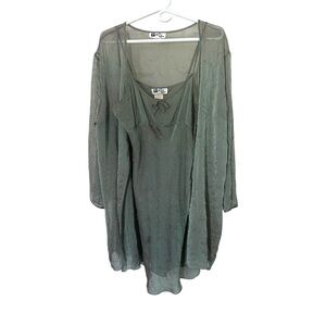 Vintage Patricia Lingerie Set Sage Green Chemise and Robe Whimsygoth Chambray